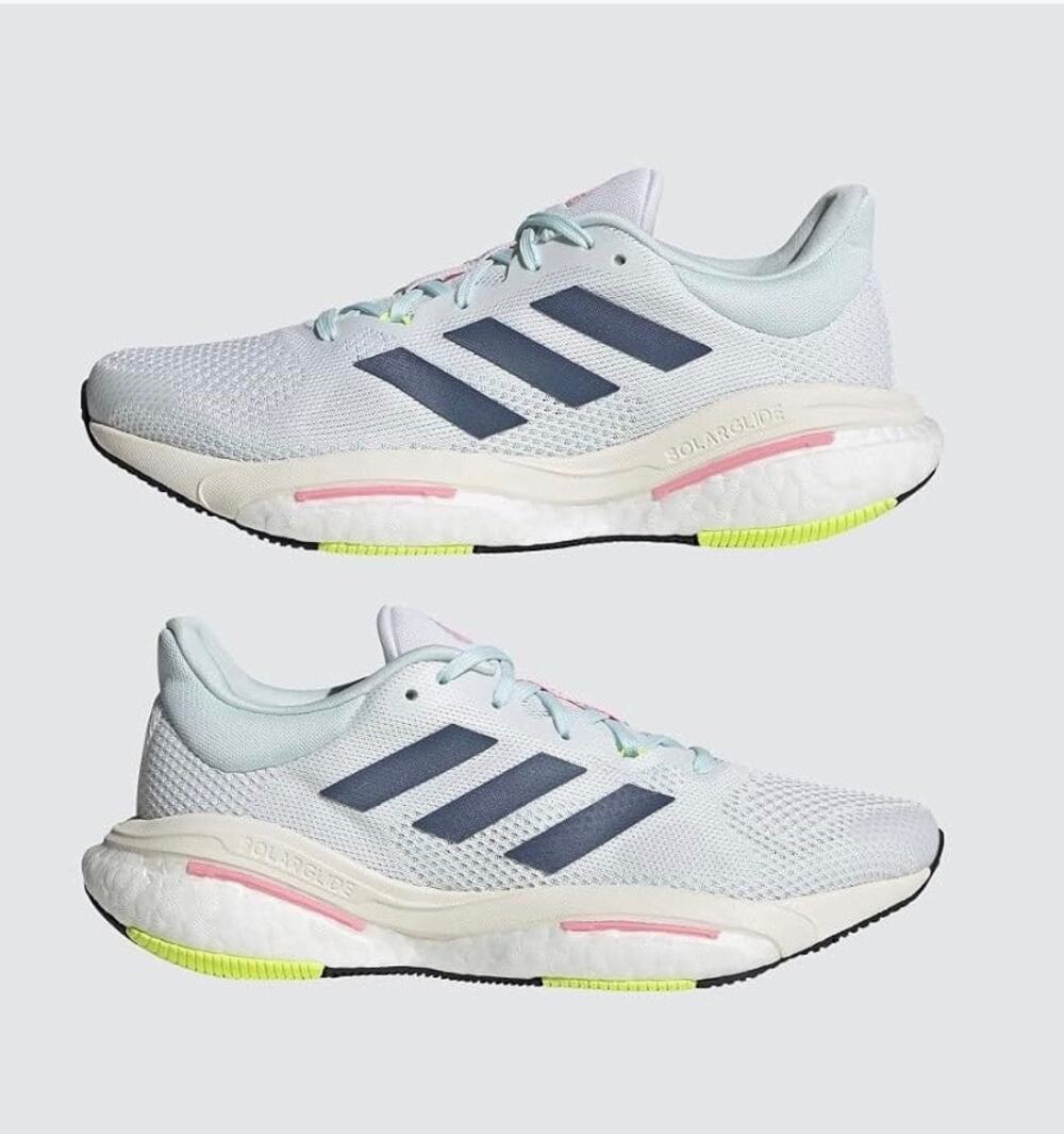 Adidas Woman's Solarglide 5 Running Shoes Cloud White Wonder Steel Beam Pink 8.5